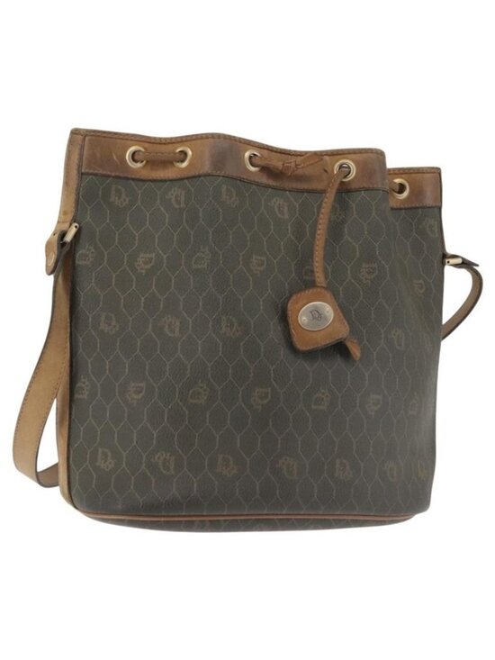 Christian Dior Handbags - Authentic Christian Dior Honeycomb Canvas Shoulder Bag PVC Black Gold